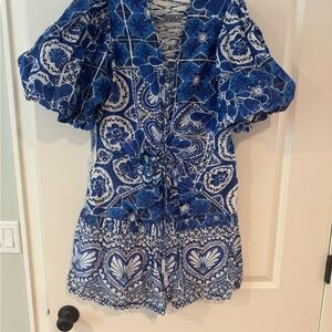 FARM Rio Blue and White Floral Dress